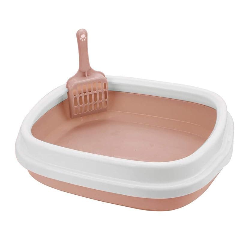 Pets Empire Cat Litter Box Tray with Free Scooper | Toilet Training for Kitten and Puppies | Semi Closed Design and Durable Quality | Litter Tray for All Cat & Kitten Breeds | Pink