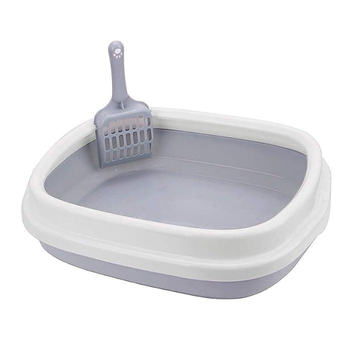 Dog Trust Cat Litter Tray Box with Removable Cover, 45 cm Length x 34 cm Width x 12 cm Height, 1 Cat Litter Scooper (Color May Vary)