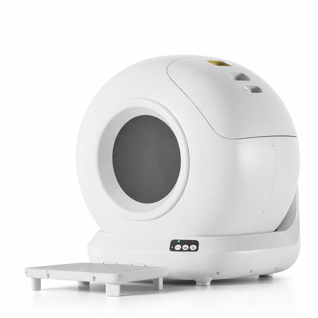 Macushla Automatic Smart Cat Litter Box with App Control, Self Cleaning Covered Litter Box, Odor Control, WiFi Enabled, Large Enclosed Cat Toilet with Safety Sensors & Waste Bin