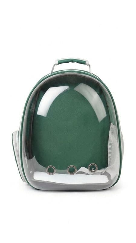PET'SBFF Green Forest Fern Transparent Pet Carrier Backpack Hard Shell Travel Bag for Cats Small Dogs with Ventilation Comfort Padding