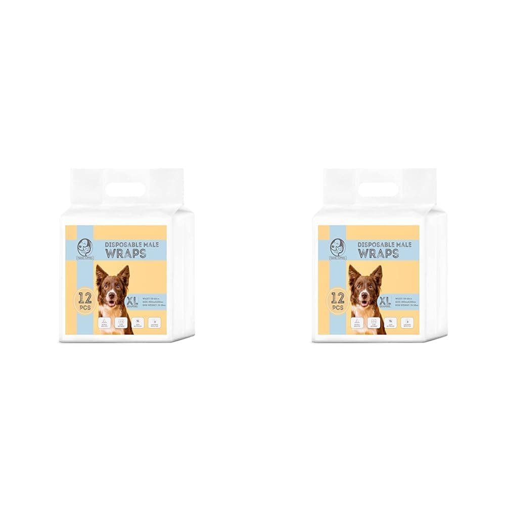 Foodie Puppies Dogs Disposable Diapers for Male Dog - (12Pcs, XL) | Diaper Pants/Sanitary Cotton Underwear Nappy | Leak-Proof, Ultra-Absorbant | Daily and Travelling Purpose (Pack of 2)