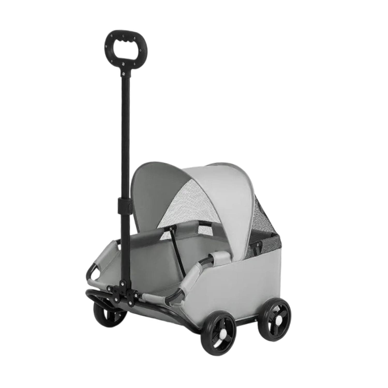 Pet Stroller Portable Dog Pram 4 Wheels Dog Stroller for Small Pet Cats Dogs Grey