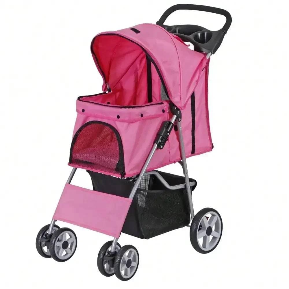 Mann Mart‚Foldable Pet Stroller for Cats & Dogs - 4-Wheel Jogger Carrier with Storage Basket for Easy Travel