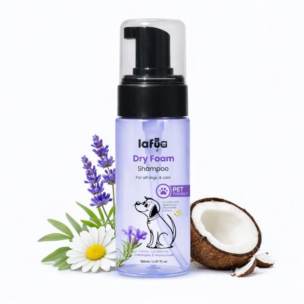 Waterless Dry Shampoo for Dogs & Cats – 150 ML | No Rinse Foam | Cleansing, Conditioning, Detangling & Odor Control | Safe for Puppies & Kittens | Anti-Itch & Anti-Hairfall Shampoo |