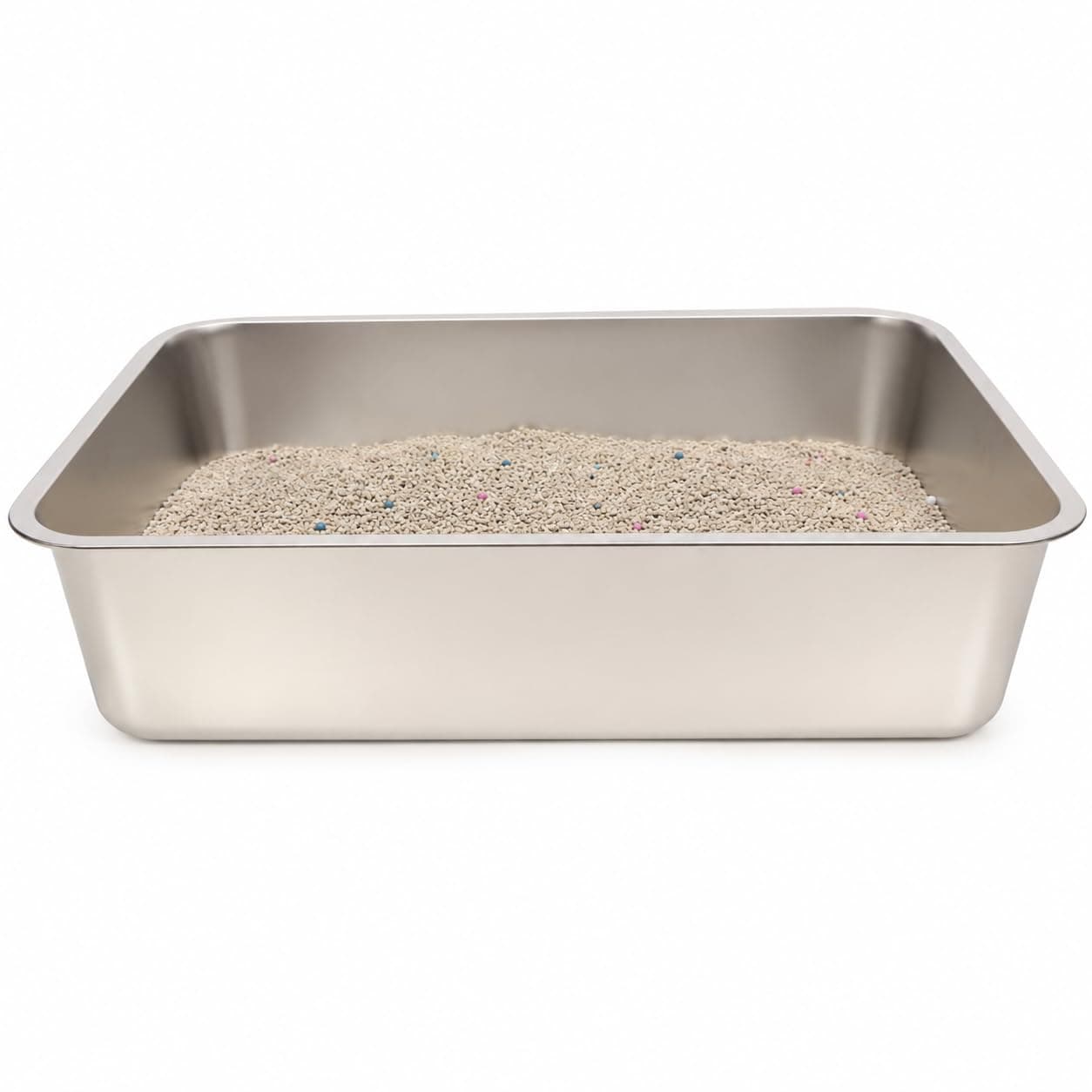 Macushla Stainless Steel Cat Litter Box Large Open Tray 60 * 40 * 15 cms, Rust Proof Metal Litter Tray, Odor Resistant Easy Clean Litter Box for Kittens and Adult Cats