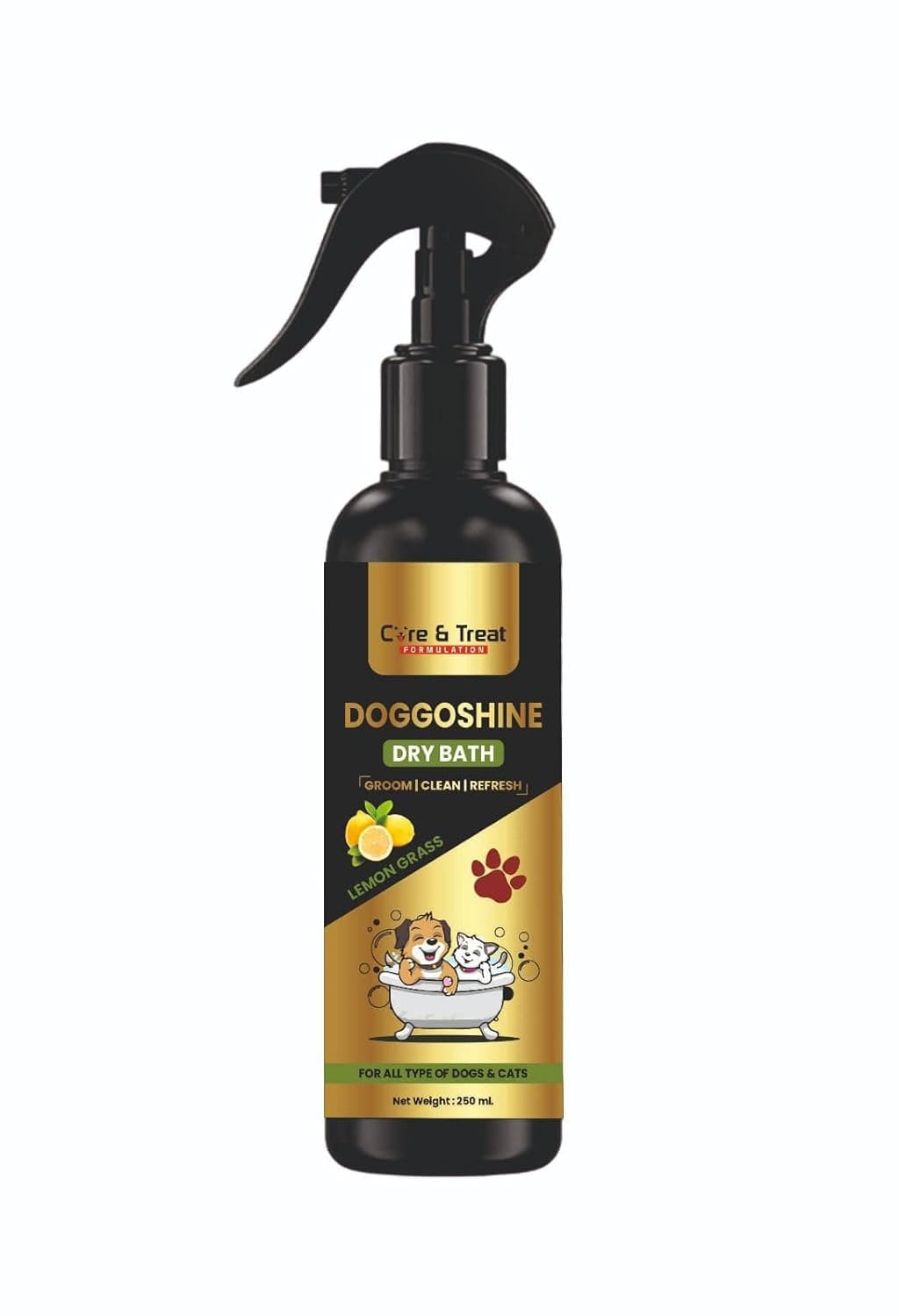 Lemongrass Dry Bath Instant Conditioning Waterless Shampoo Spray for Dogs & Puppy Dry/Waterless Dog Shampoo -200 ml.
