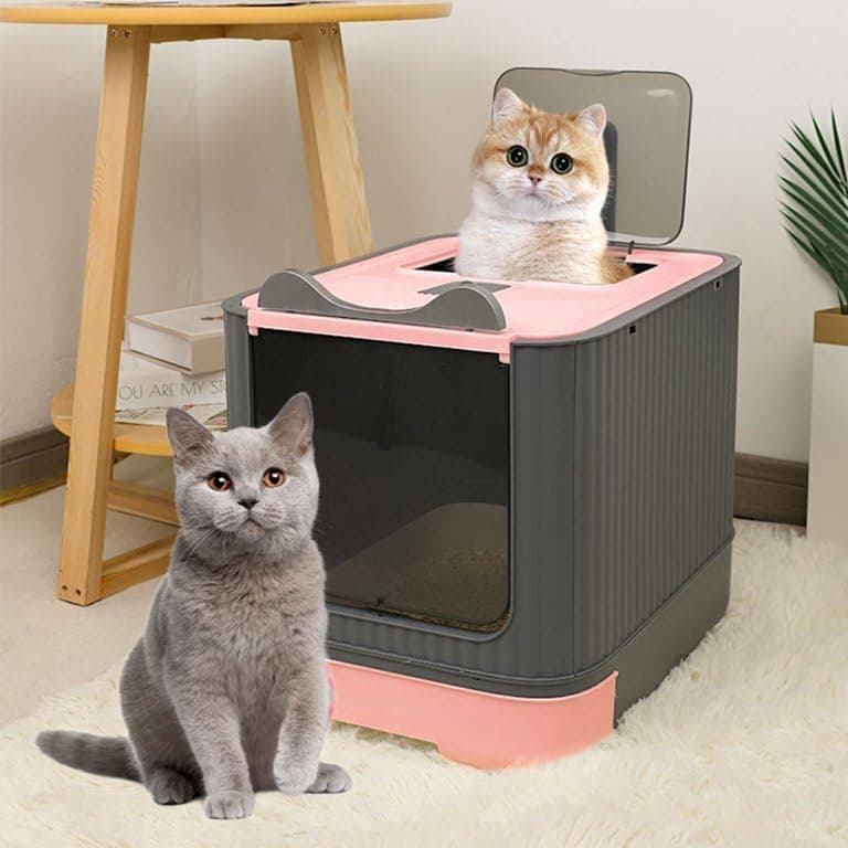 Dog Trust Fully Sealed Plastic Toilet, cat Toilet, deodorizing Sandbox, pet Cleaning Fully Enclosure Cat Litter Tray Box Large