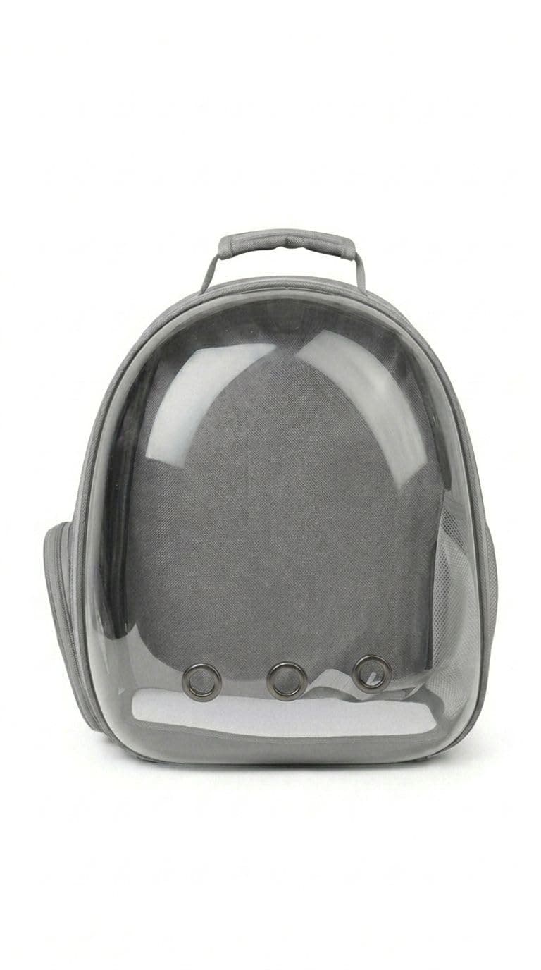 PET'SBFF Grey Silver Siamese Transparent Pet Carrier Backpack Hard Shell Travel Bag for Cats Small Dogs with Ventilation Comfort Padding