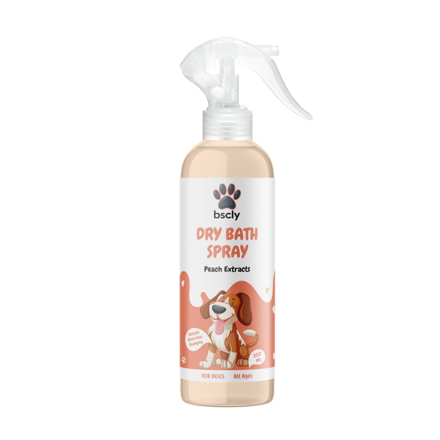 Bscly Dry Pet Spray - 200 Ml | Instant Waterless Shampoo For Dogs, Cats & Puppies, Dry Pet Shampoo Spray | Paraben Free, Ph Balanced, Easy To Use, For All Pet Breeds