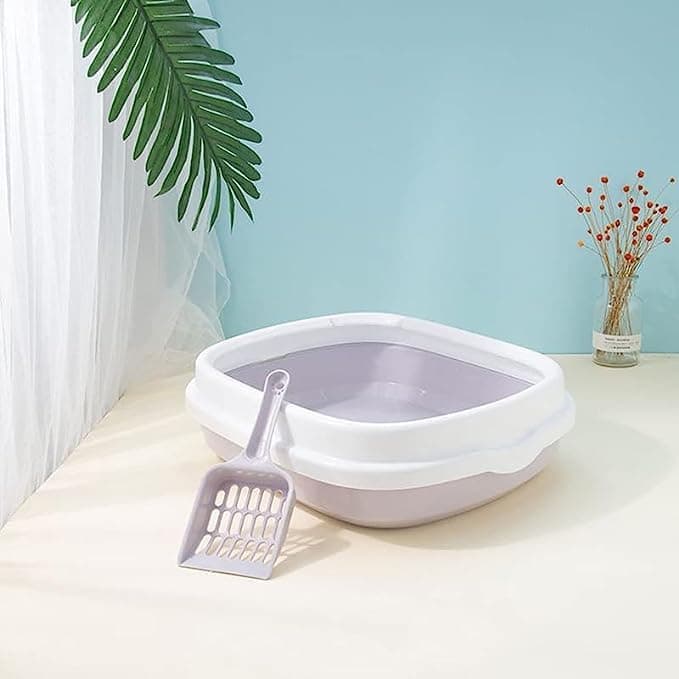 Dog Trust Litter Box Tray with Free Scooper Super Build Quality Semi Closed Design for Kittens & Adult Cats & Rabbits Toilet Litter Basin: Colour May Vary*