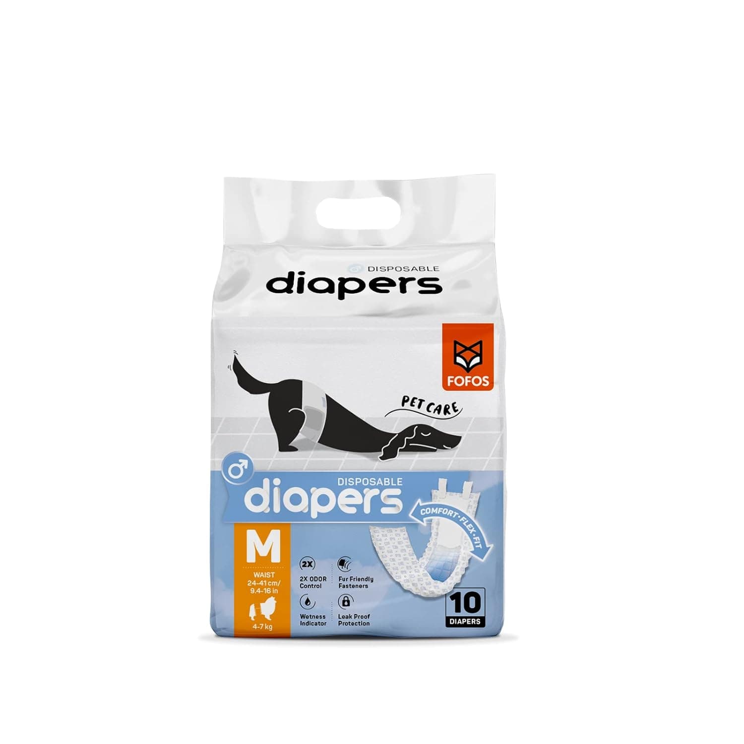 BarkButler x FOFOS Diaper Male Dog M – Dog Diapers Male, Dog Diapers Male Small (Waist Size 24–41 cm, 10pcs) – White