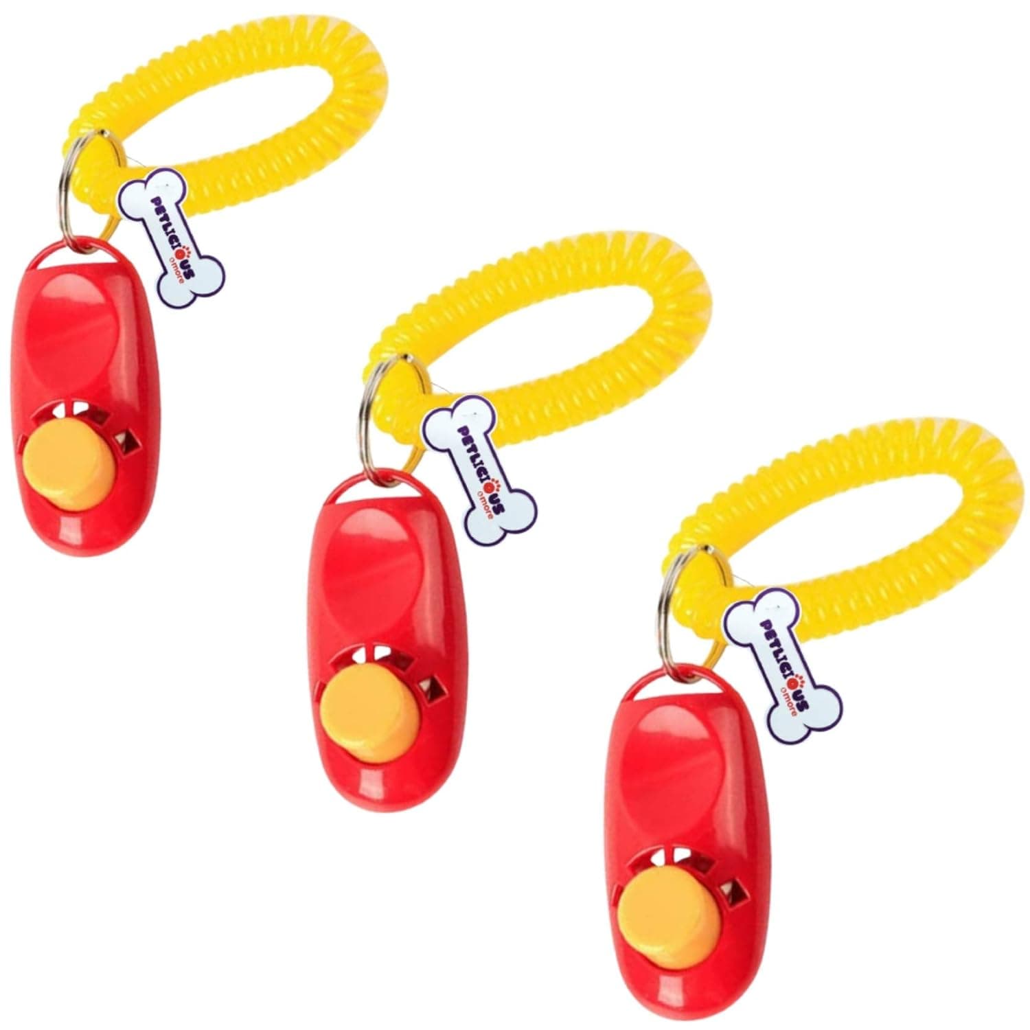 Petlicious & More Dog Training Clicker with Wrist Strap - Pet Training Clicker, Big Button Clicker Set, Pack of 3 (Color May Vary)