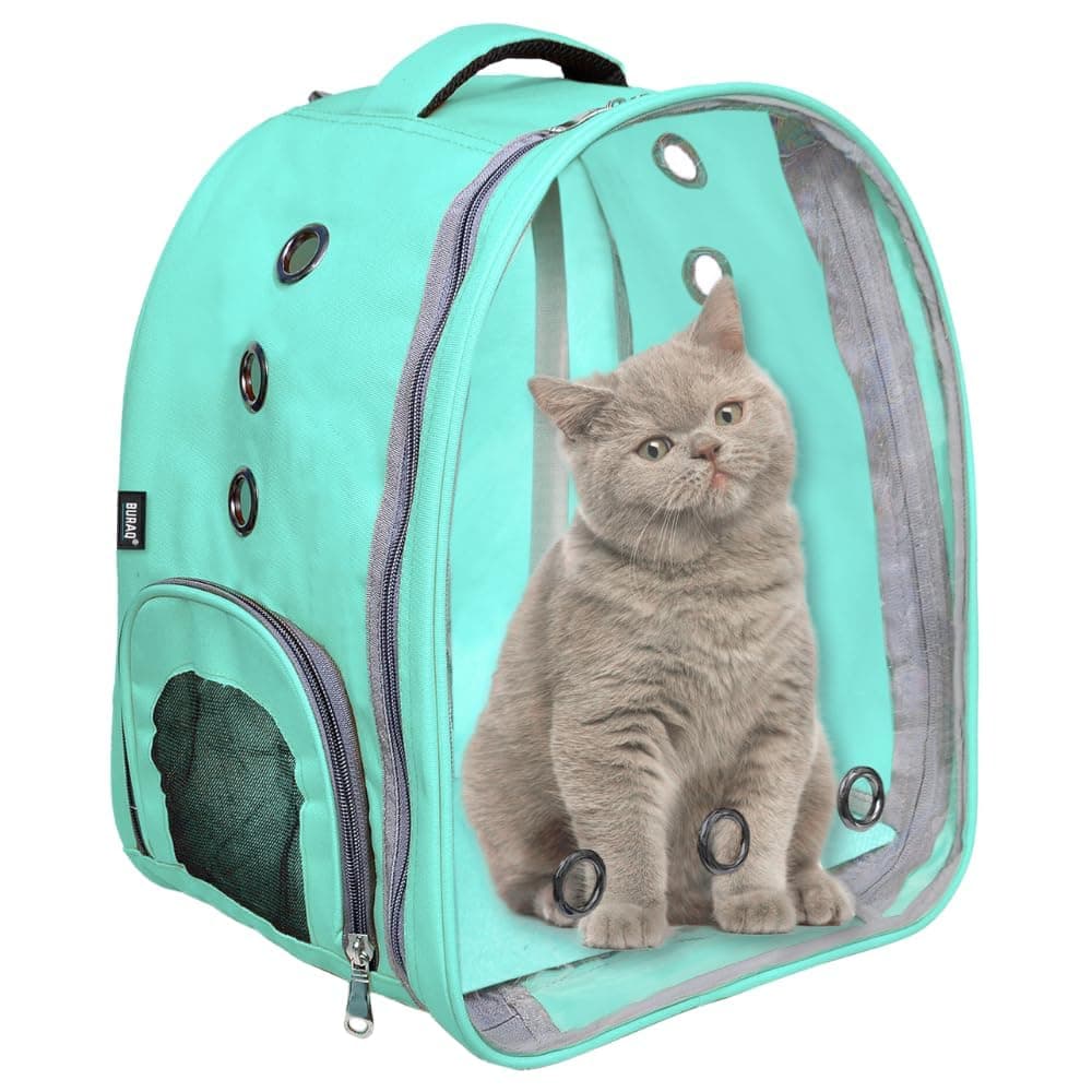Risan Buraq Pets Pet Backpack Transparent Cat & Small Dog Puppy Kitty Shihtzu Carriers for Breathable Airline Travel Approved Air Ventilation Backpack Size 17 × 13 × 11 inch Yellow (Seagreen)