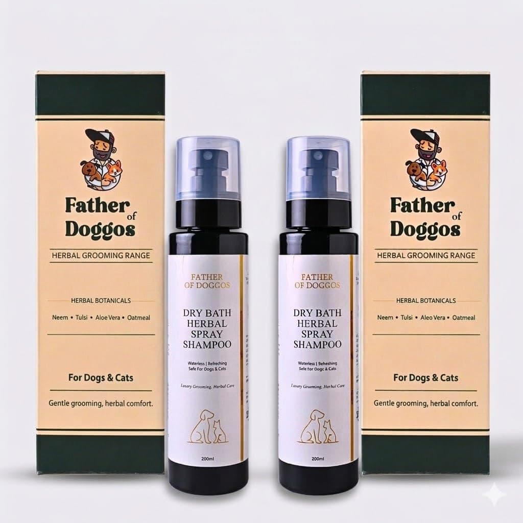 Dry Bath Waterless Shampoo- 200ml for Pets | Dogs and Cats | Easy to Use When Travelling with Pet | Tearless Dog Shampoo (Pack of 2)