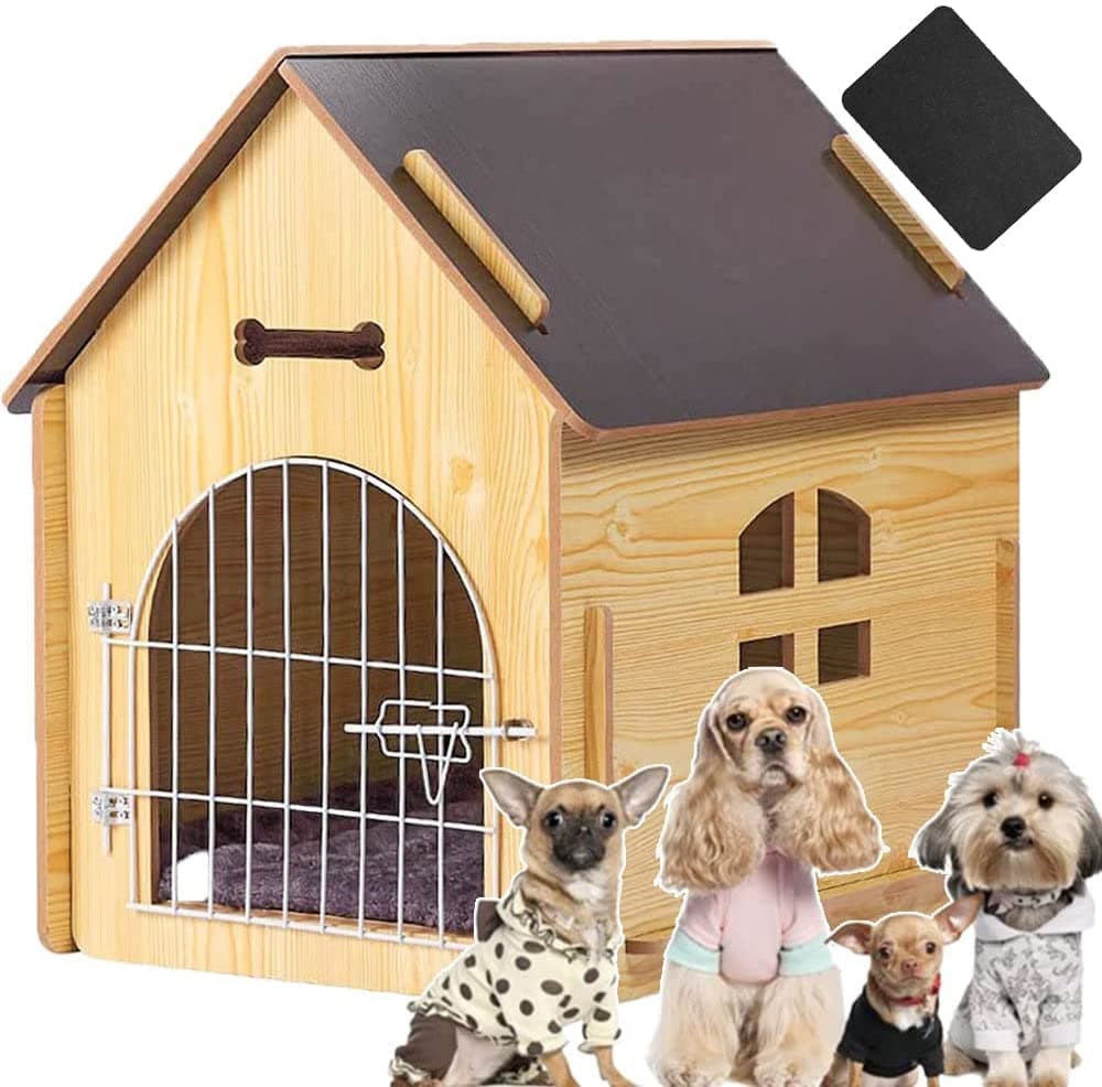 Furniture-Style Crates - Wooden | Modern Wooden Pet House for Small Dogs Indoor Outdoor Use Easy Assemble Breathable Dog Crate Kennel for Playing Resting M