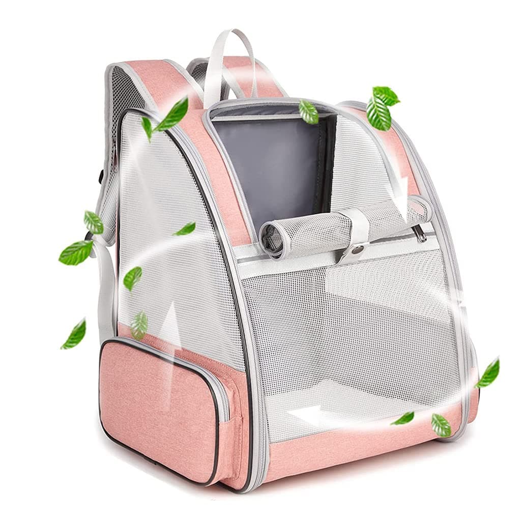 Qpets® Cat Bag, Portable Expandable Dog & Cat Carrier Backpack with Breathable Mesh, Foldable Design, Ergonomic Straps, EasyAccess Zippers, and Extra Space for Small Pets up to 18 lbs