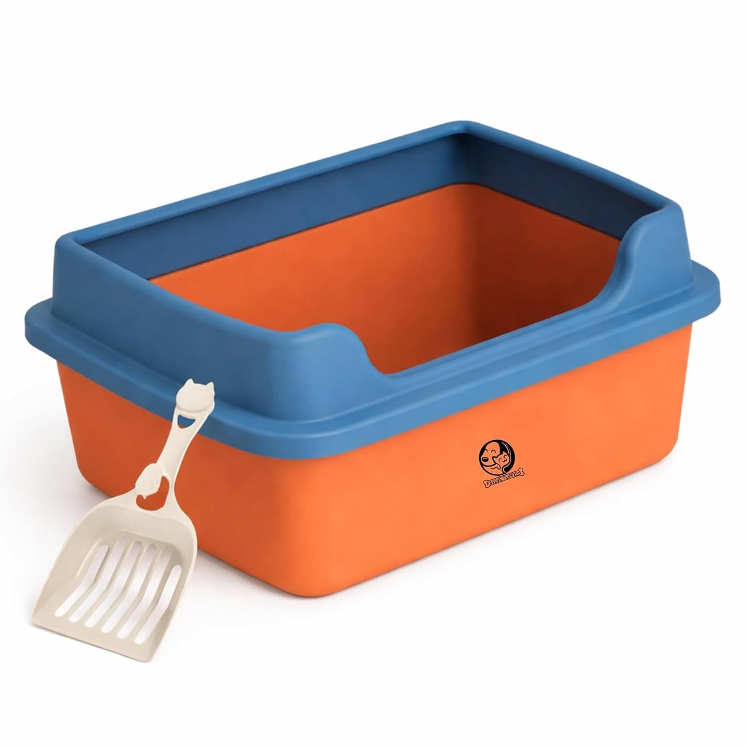 Foodie Puppies Open-Top Cat Litter Tray with Scooper Cat's Toilet - (High Wall, Large) (47 x 35 x 16cm) for Cats and Kittens I Durable Tray, Reduces Odor, Perfect Starter for Toilet Training