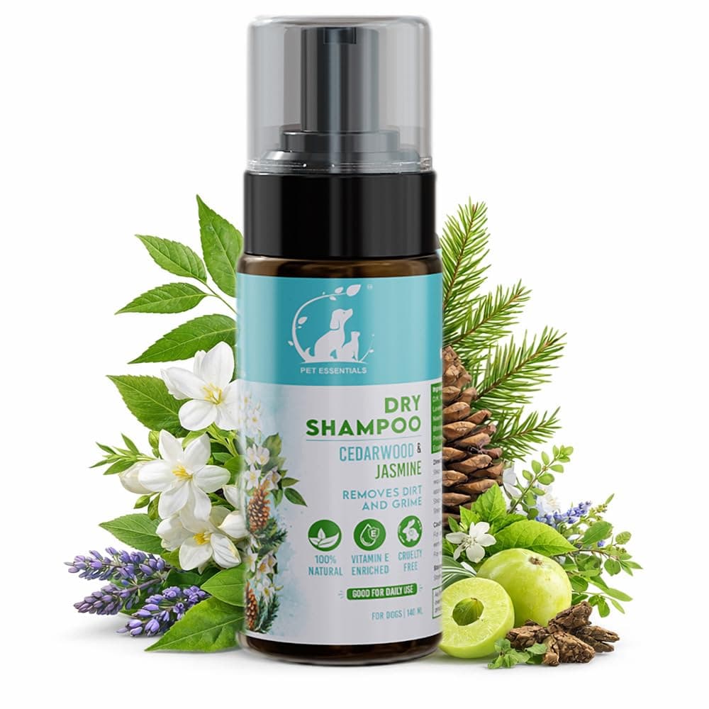 Ayurvedic Waterless Dry Shampoo for Dogs (140ml) | Quick Clean, No Water Needed | Dry Bath Waterless Shampoo | Removes Dirt & Grime | 100% Natural | Safe for Puppies & All Dog Breeds