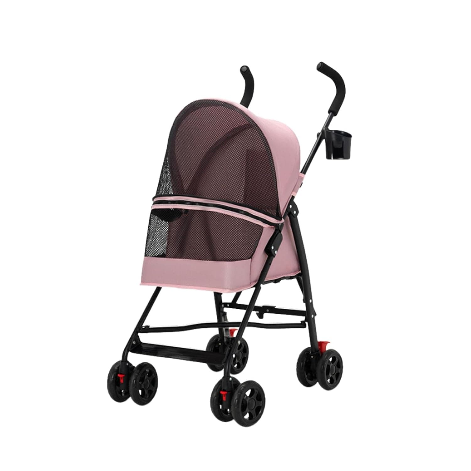 Foldable Dog Stroller Lightweight Cat Cart for Walking Travel Pet up to 10kg Pink