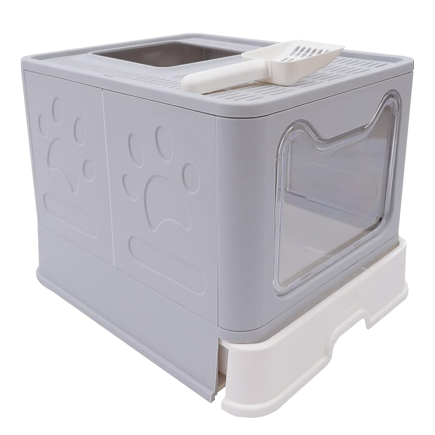 Foldable Cat Litter Box, Enclosed Potty, Drawer Type Toilet, Self Cleaning Box, W/Filter, Easy Cleaning, Including Scoop, for All Breeds of Cats Under 10kg/22lbs in Size
