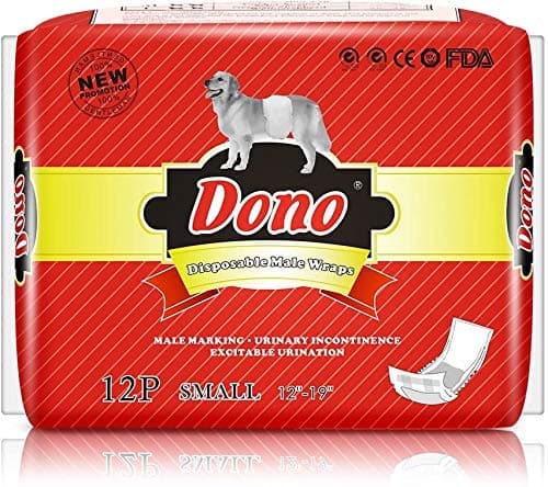 DONO Disposable Male Wraps Dog Diapers Super Absorbent Soft Male Dog Wraps, Including 4 Sizes, Extra Small, Small, Medium, Large, Pet Diapers for Dogs and Cats
