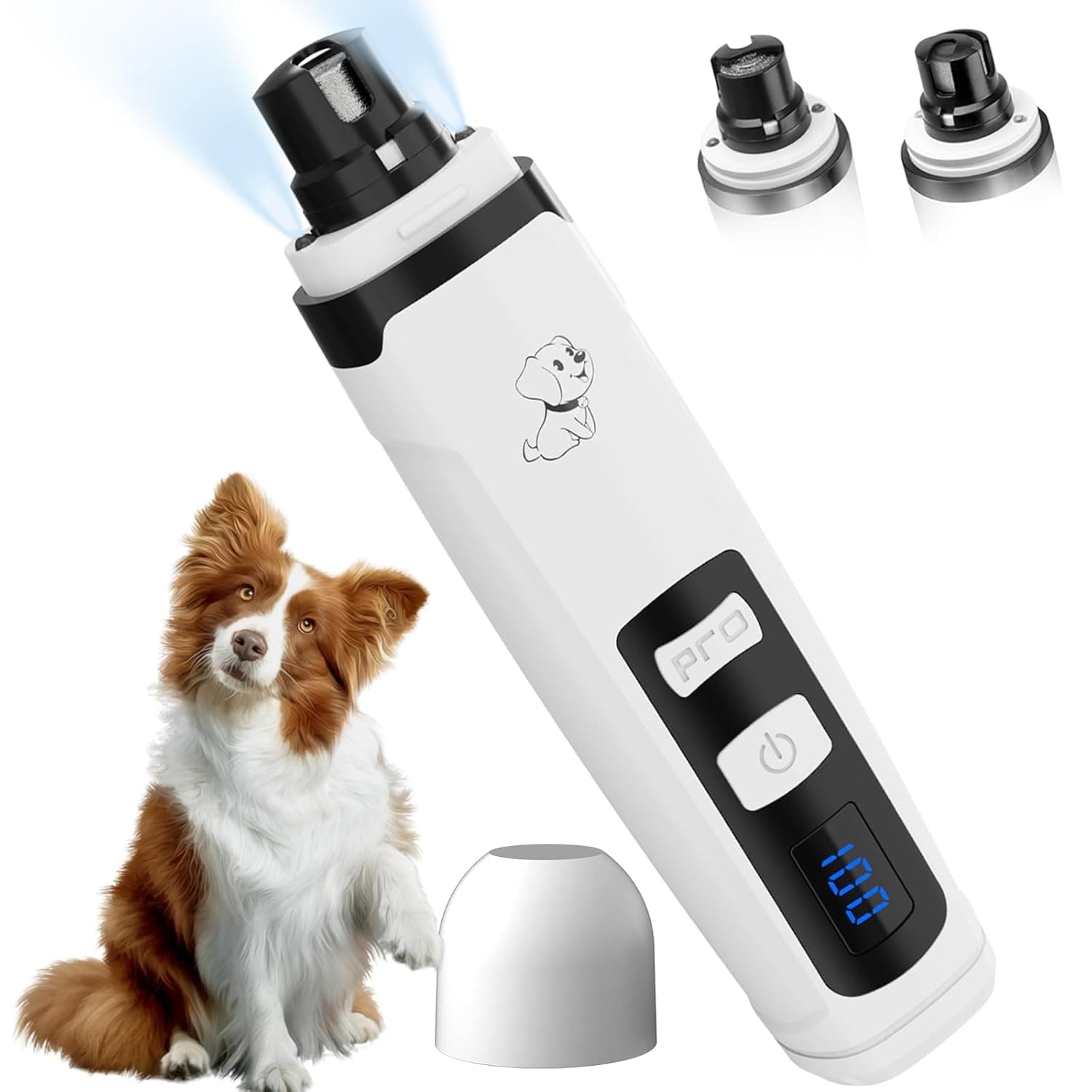 Dog Nail Grinder,Quiet Dog Nail Grinder for Large Medium Small Dogs Paw & Cats Claw, Dual Light USB Rechargeable Electric 2-Speed Pet Toenail Grooming Supplies, Gifts for Cat/Dog Lovers (M2)