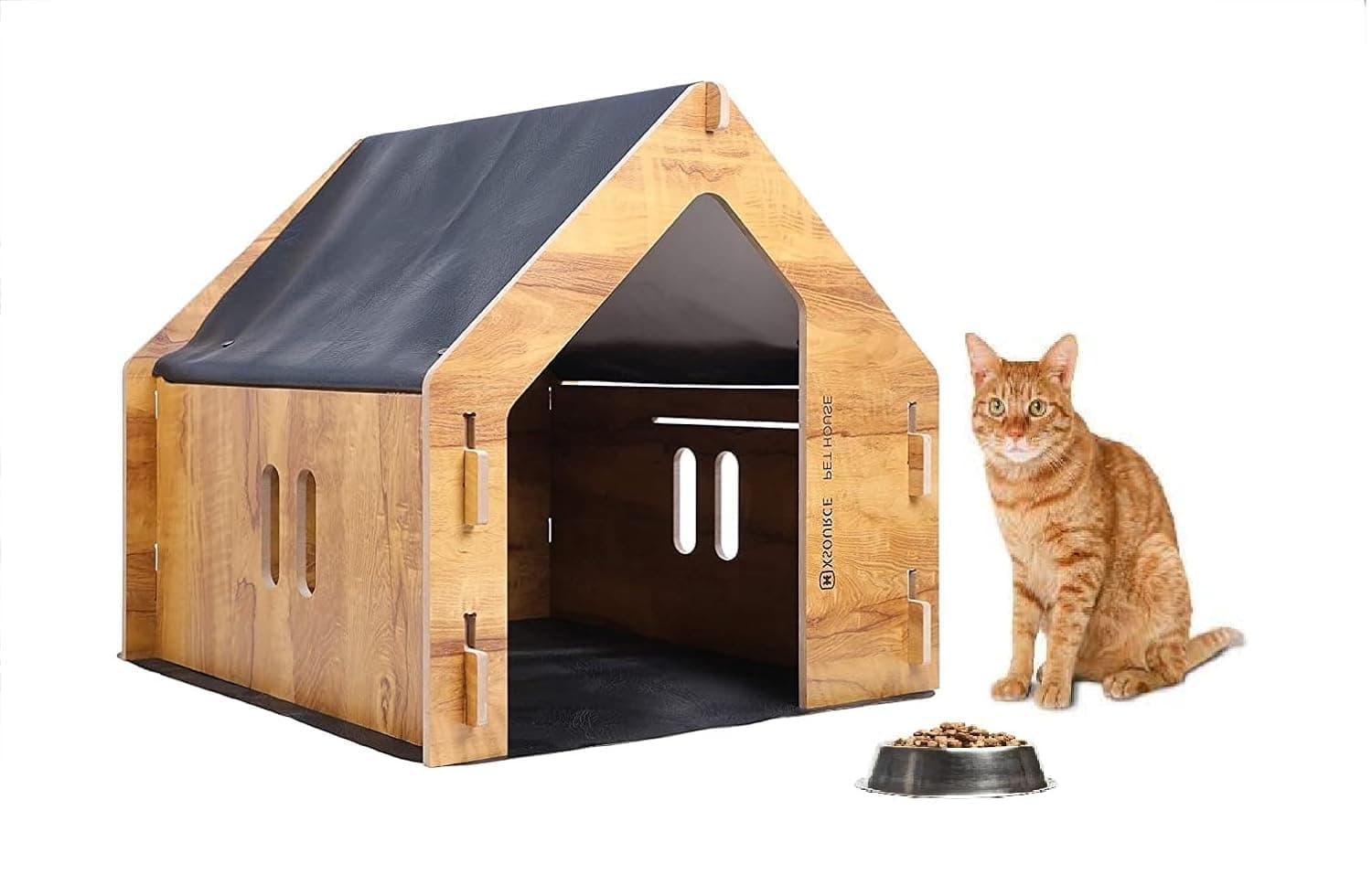 Dog House Indoor Outdoor Pet House for Small Medium Large Dogs, Luxury Modern Wood Kennel Shelter with Ventilation & Roof, Durable Premium Puppy Cabin Home Furniture Style Dog Hut (Medium)