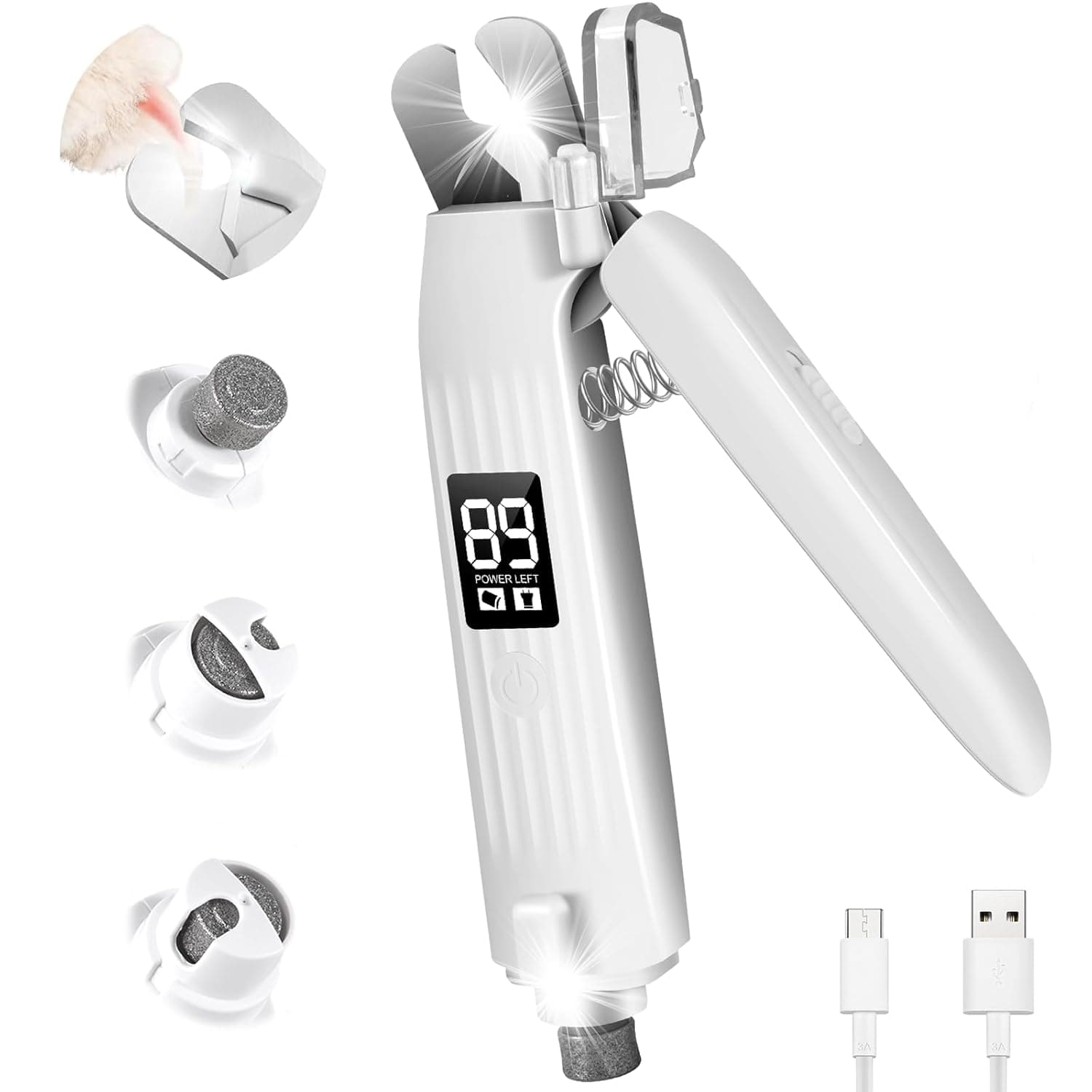 Cat & Dog Nail Trimmers, Electric Rechargeable Dog Nail Clippers & Dog Nail Grinder with 2 LED Light Paws Grooming Kit, Dog Nail File Quiet Pet Nail Clippers & Grinder Trimmer for Dogs and Cats