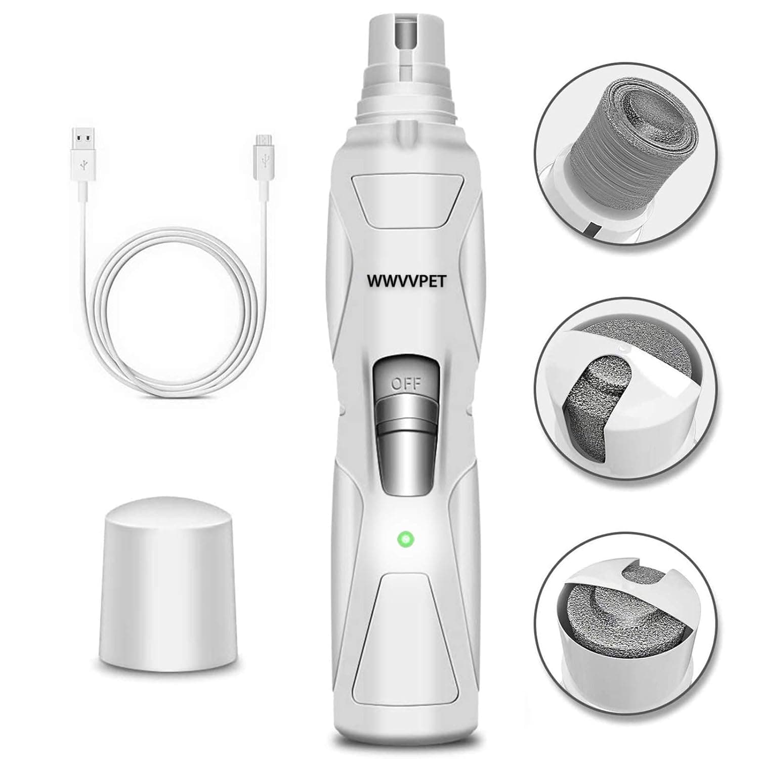 WWVVPET Pet Nail Grinder,[2019 Upgraded] More Powerful Dog Nail Clipper,Electric Nail Trimmer, Painless Paw Claw Care, Quiet Rechargeable Grooming Tool for Large Dog/Cat/Bird (2019 Upgraded)