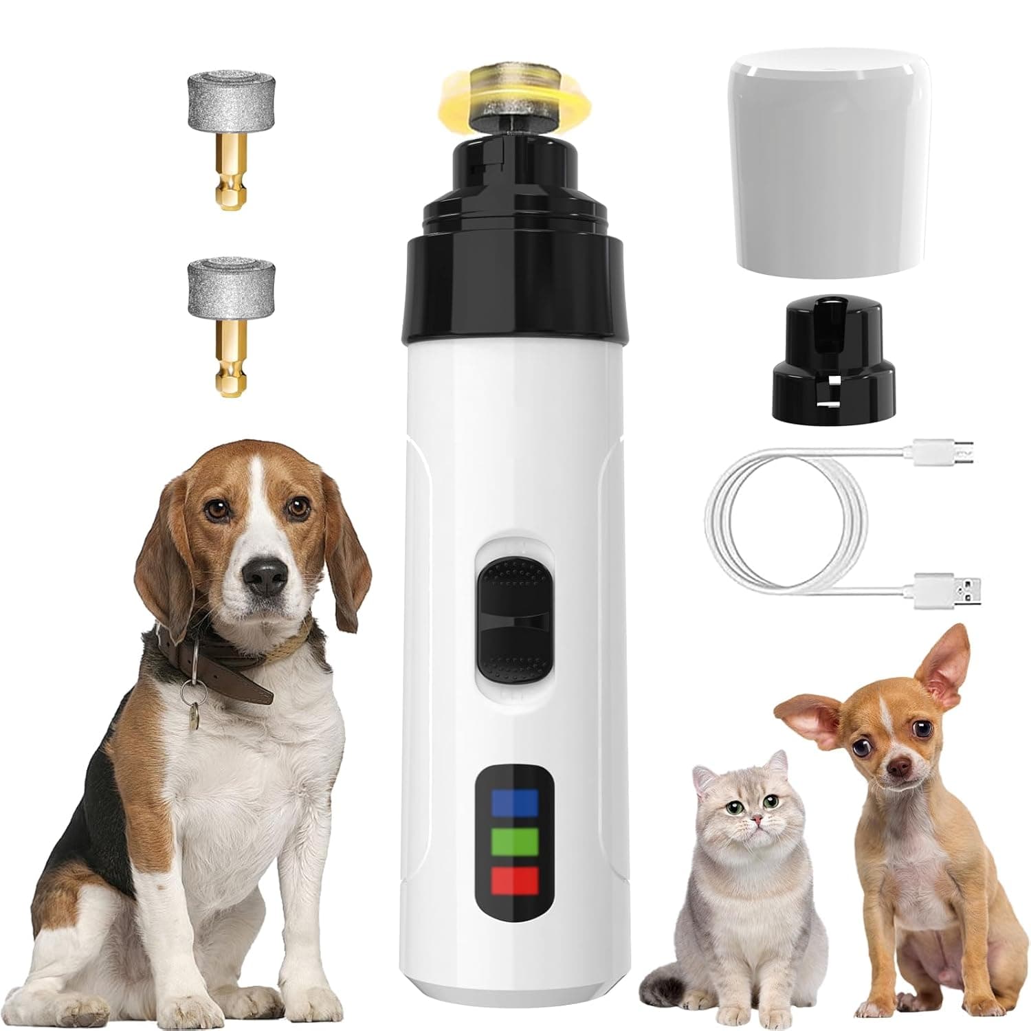 Dog Nail Grinder，Enhanced Pet Nail Grinder ，Quiet Rechargeable Electric Dog Nail Trimmer ，Painless Paws Grooming & Smoothing Tool for Large Medium Small Dogs