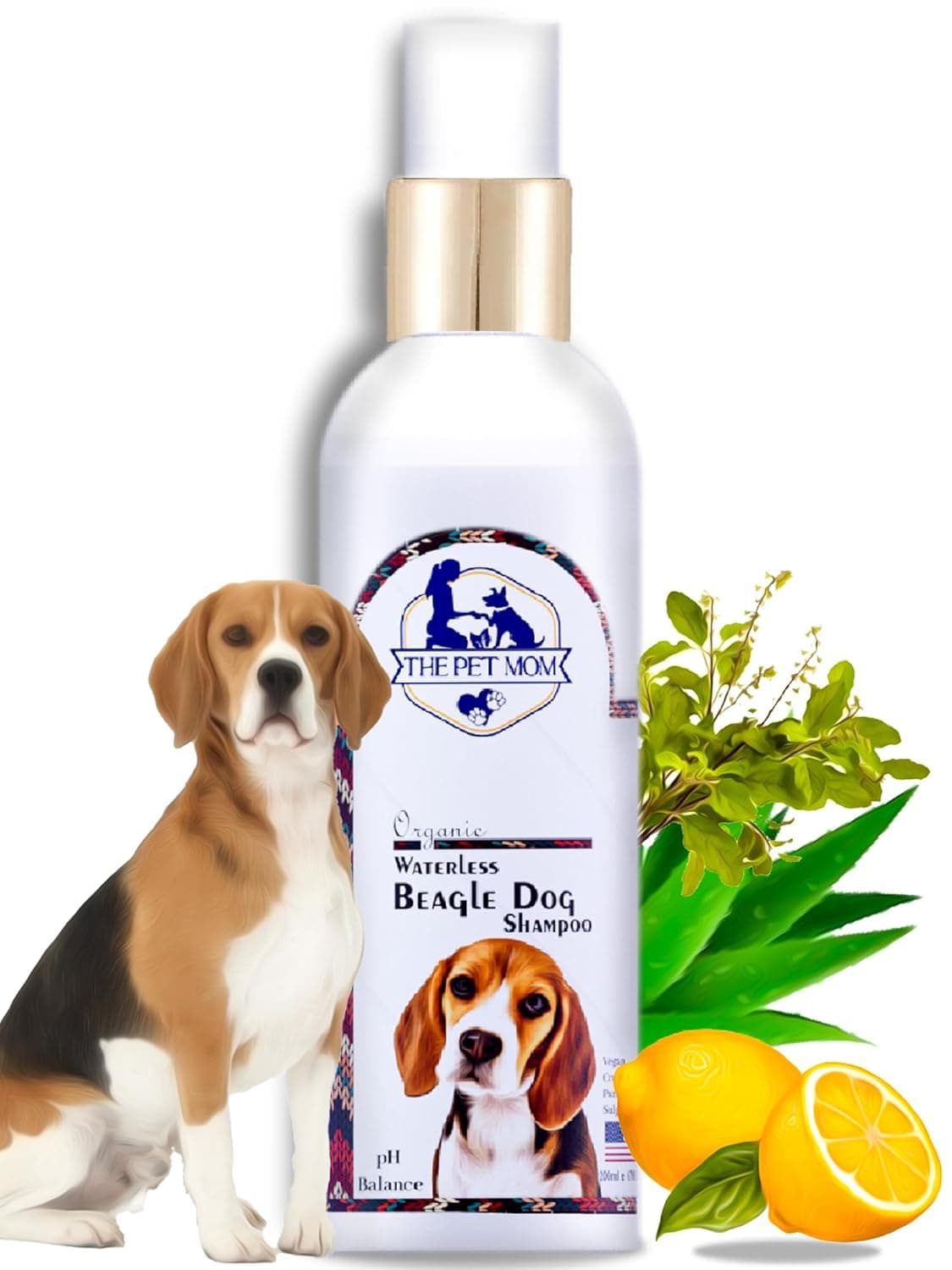 Organic Waterless Beagle Dog Shampoo Dry Bath Spray | Fresh Fragrance, Cleanse, Conditioned, Soft & Smooth Coat | Easy to Use Dog Shampoo for Beagle All Type Dogs–200Ml