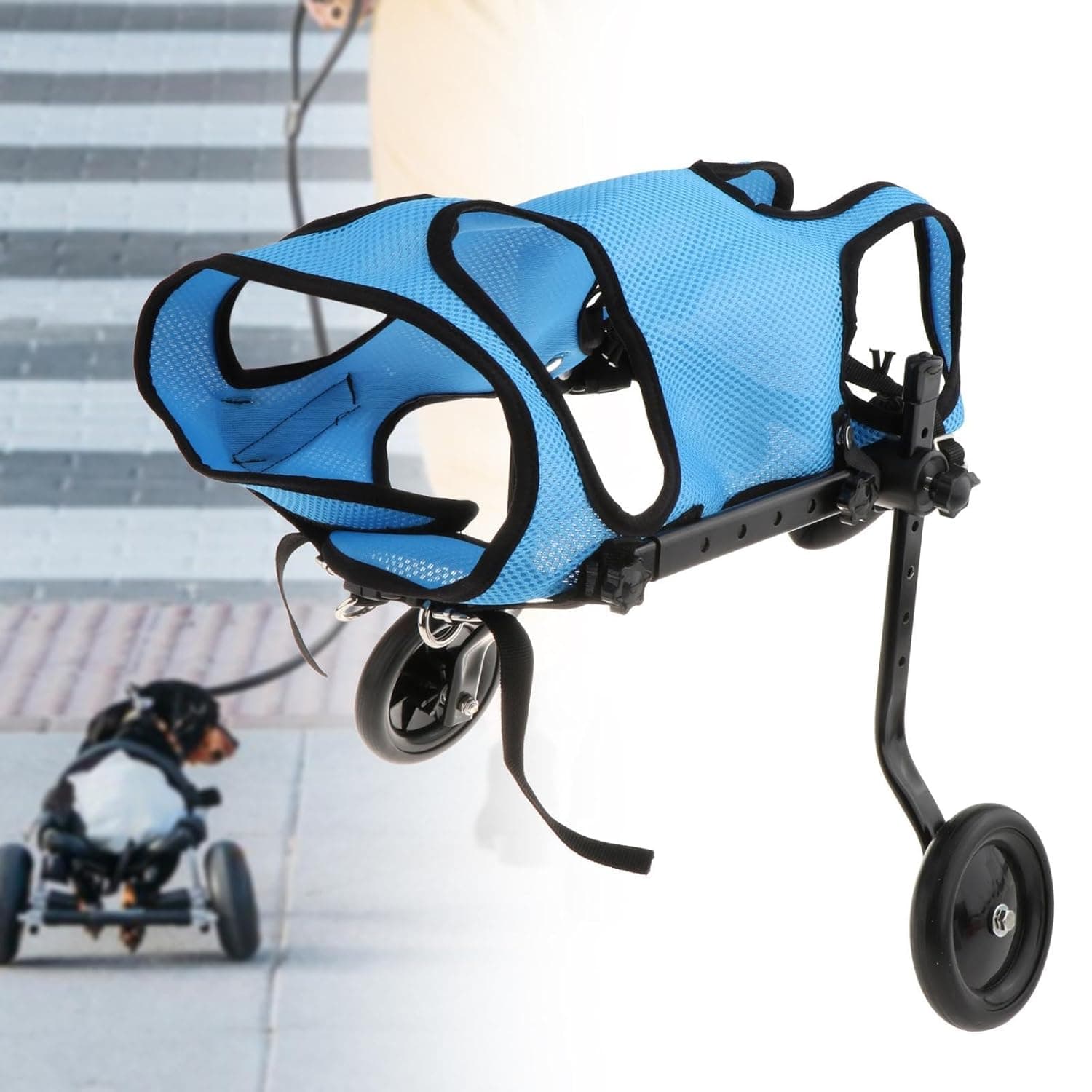 Dog Wheelchair for Back Legs Metal Dog Wheelchair Cart for Small Pets (Blue) S