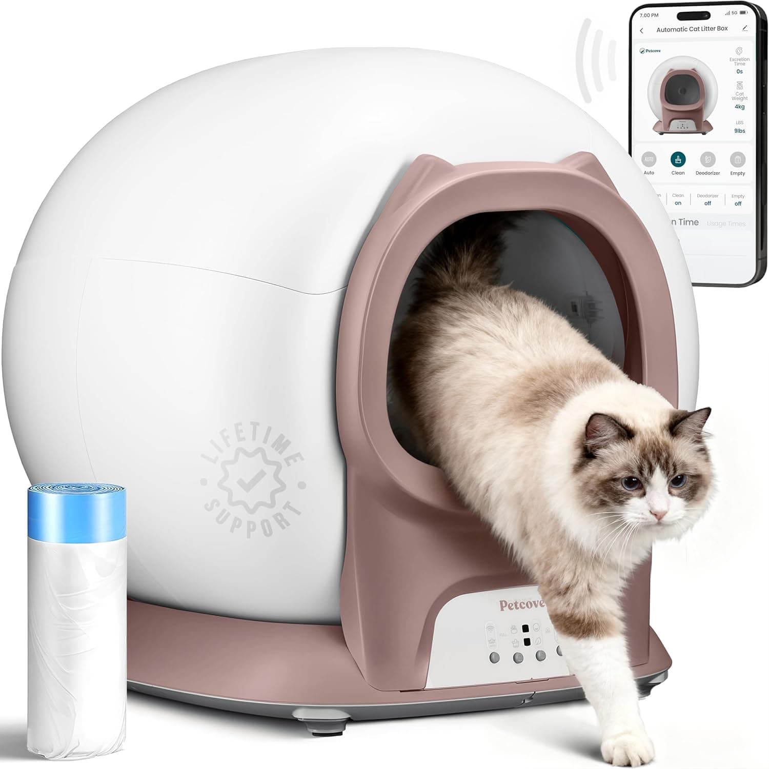 Self Cleaning Litter Box with Auto Safety Sensors for Multiple Cats - Automatic Cat Litter Box Self-Cleaning - Covered Ultra Odor Removal - Smart APP Control - Compatible On All WiFi - Electric Robot