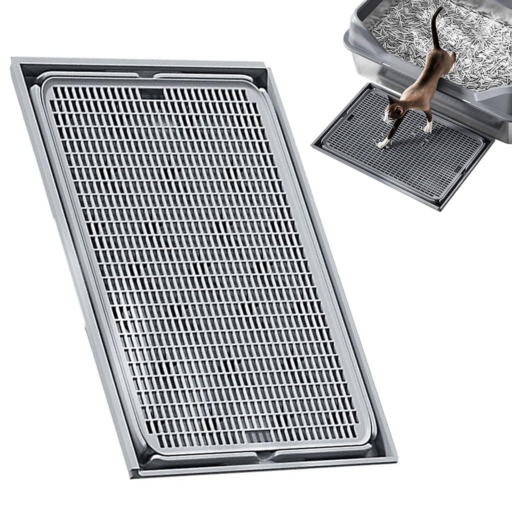 Qpets® Cat Litter Tray,Layer Detachable Cats Litter Box,Mesh Grid Cat Catching Tray for Bin Waste Collection (42cmx28.5cm)