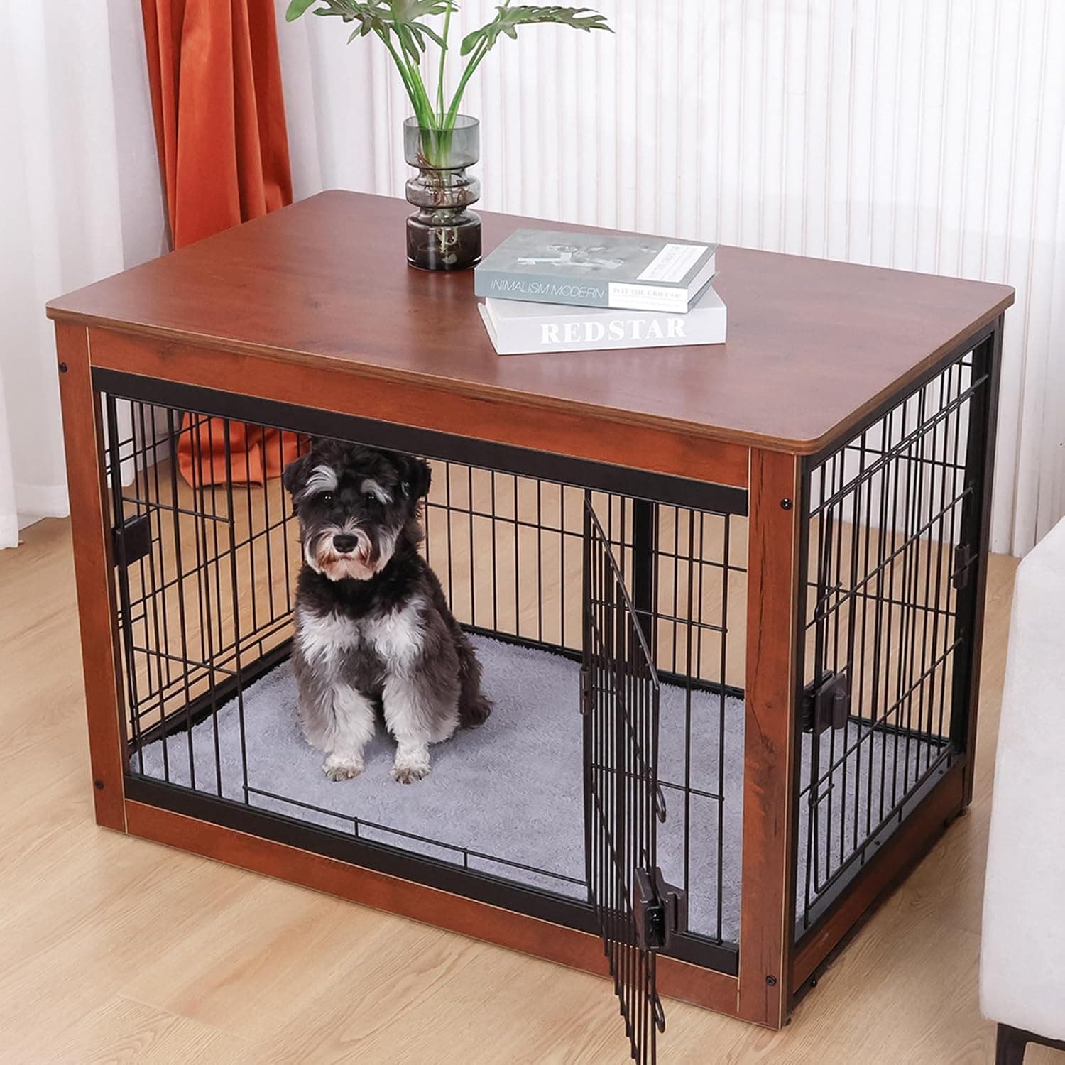 Wooden Dog Crate Furniture End Table Pet End Side Table Indoor Kennel Heavy-Duty Dog Cage with Multi-Purpose Pet Crate Table for Small Medium Dogs