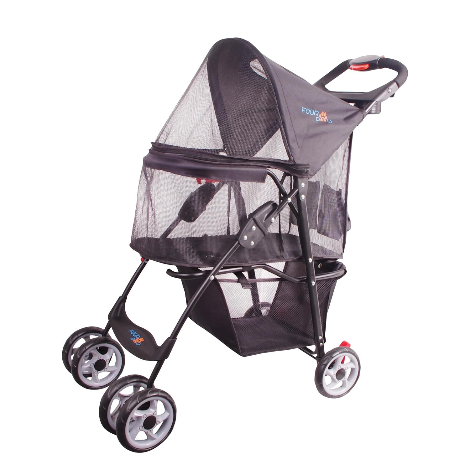 Full-Window pet Stroller 4 Wheels for Cats & Dogs, with Storage Basket,Cup Holder, Travel Puppy/Cats Stroller for Summer.
