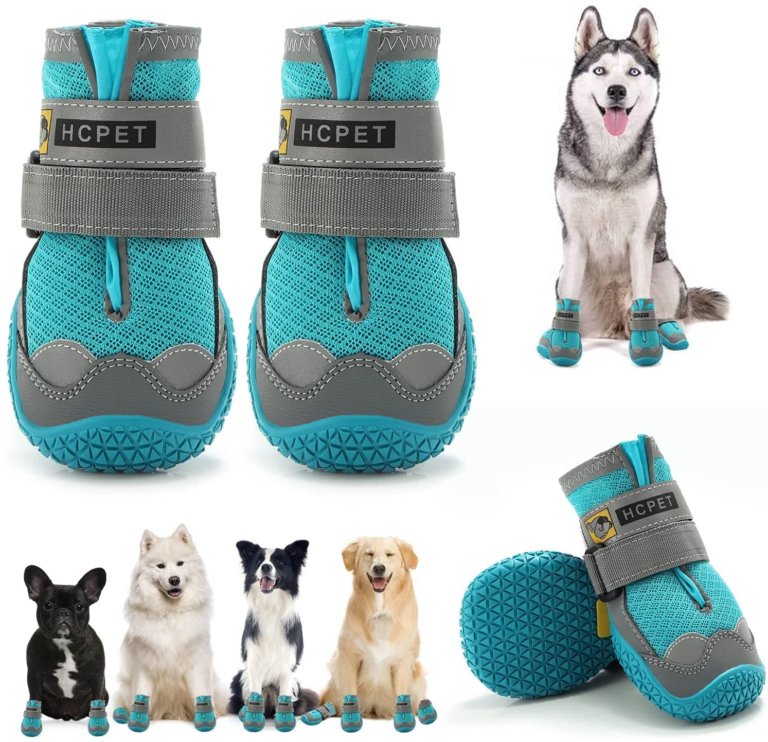 PETANGEL HCpet Dog Boots for Hardwood Floor | Breathable Shoes | Booties With Reflective Anti-Slip Sole | Outdoor Paw Protectors With Rubber Soles for Hiking and Running (Size: 5)