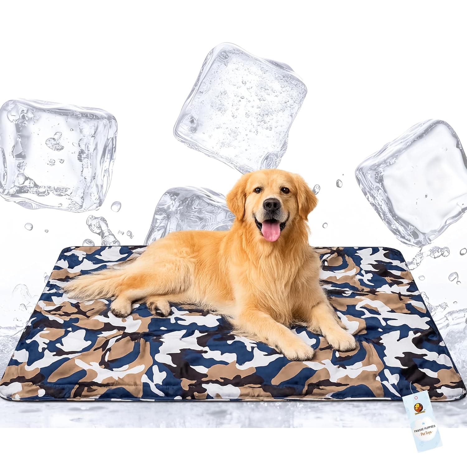 Foodie Puppies Cooling Mat (Army Print - Extra Large) for Dogs | Pressure Activated Gel No Need to Freeze - Keep Your Pet Cool No Water or Refrigeration Needed | Use Indoors (93 x 78 cm)