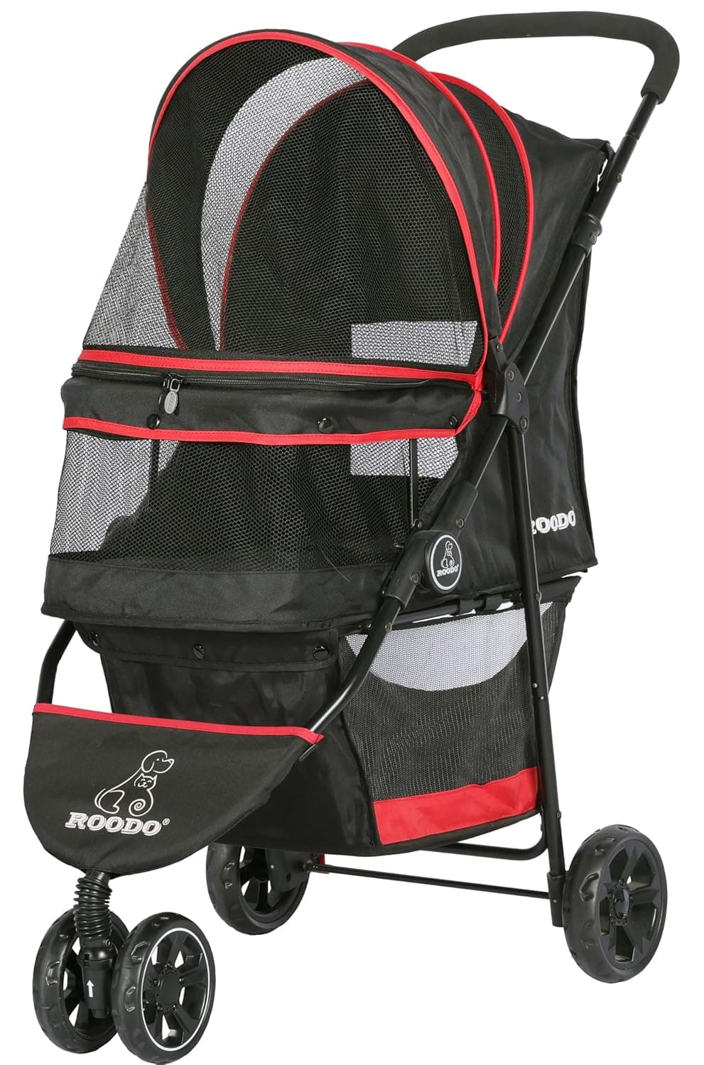 ROODO Escort 3 Wheel Dog Cat Pet Stroller for Small/Medium Dogs Cats Best Lightweight Foldable Portable Compact Jogger Travel All Terrain Pet Gear System Puppy Doggie Bunny Kitty Stroller(Black)