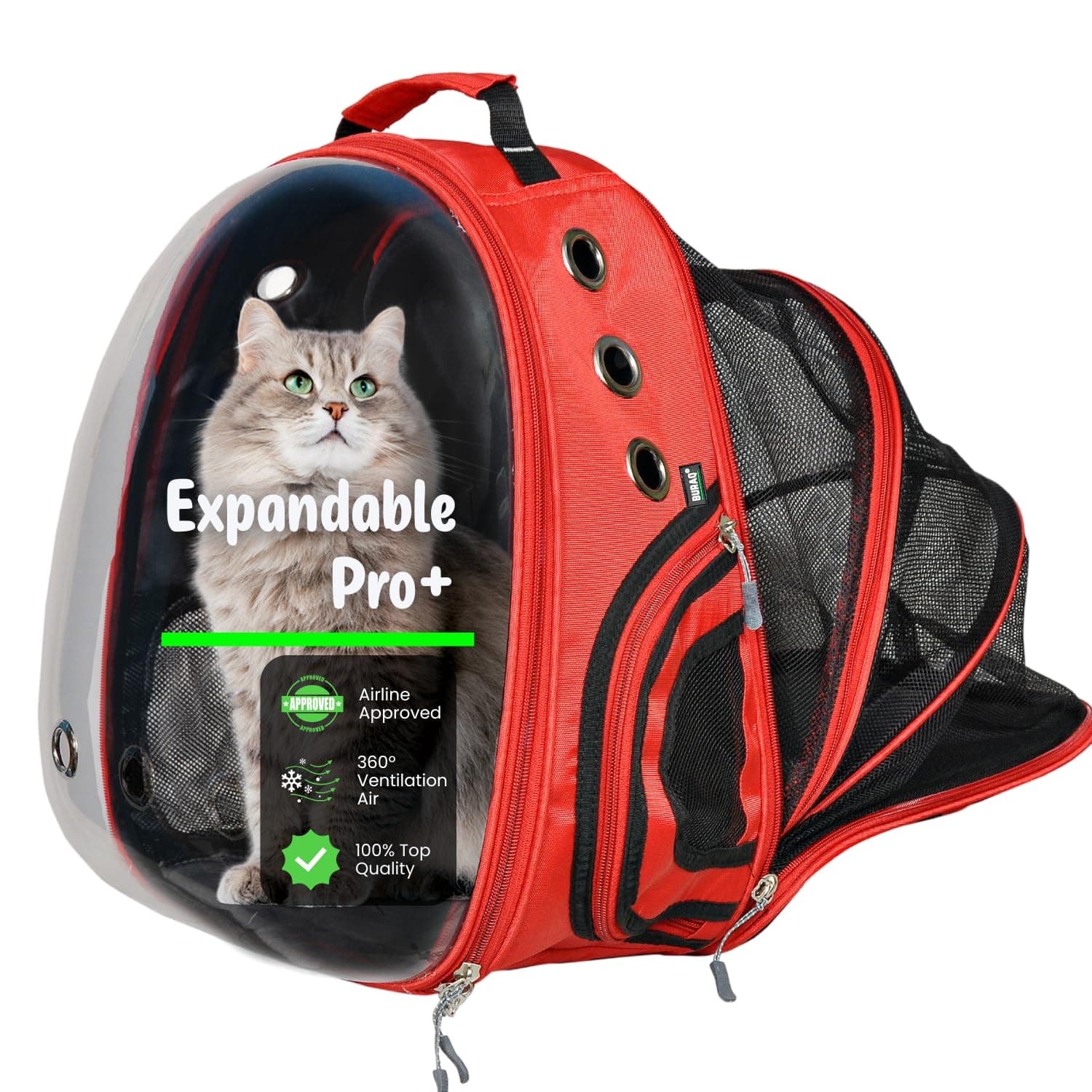 Buraq Expandable Astronaut Bubble Window Pet Carrier Backpack, Breathable Space, Stylish Secure & Ventilated Travel Bag for Cats