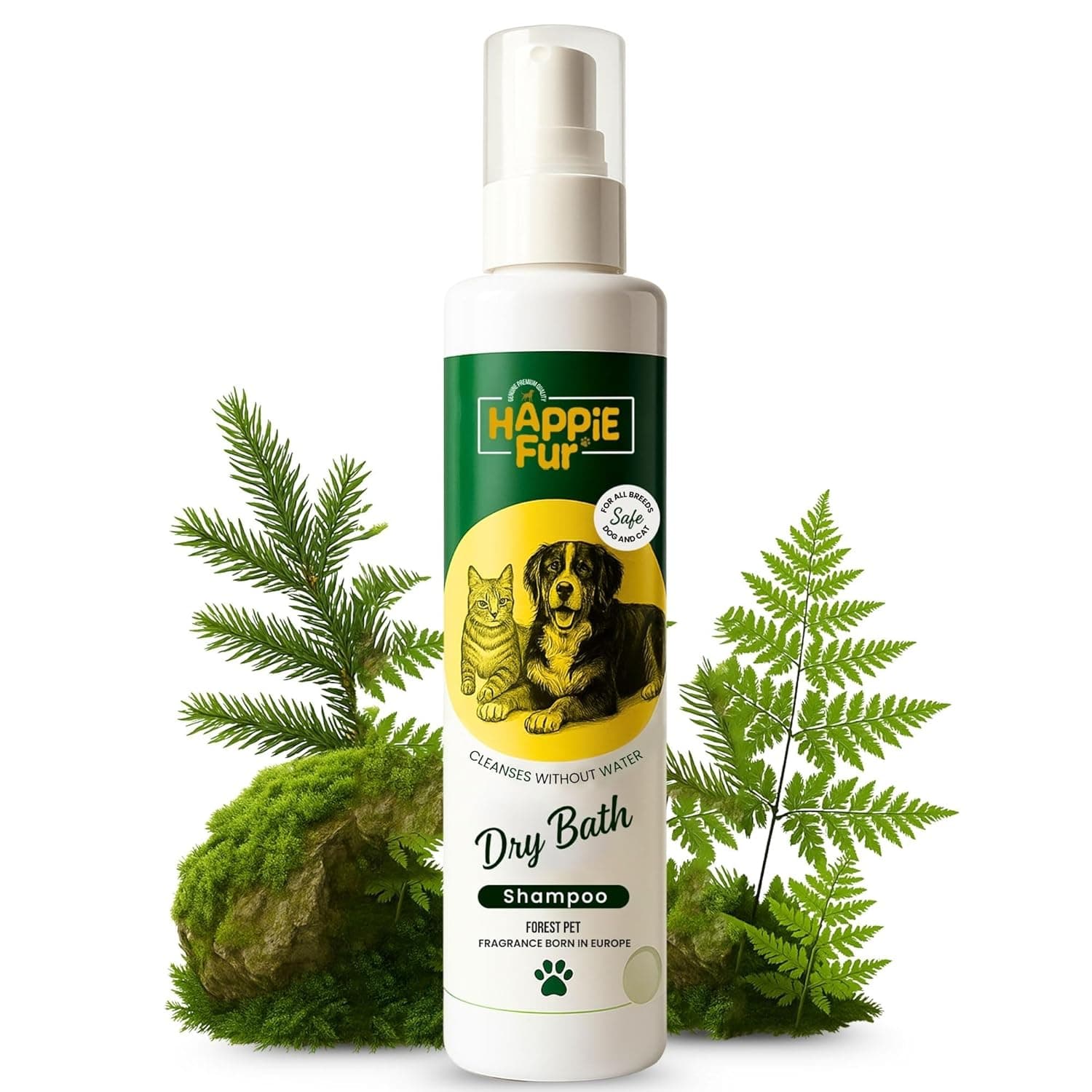 Waterless Pet Shampoo for Dogs & Cats (200ml) – Ayurvedic Dry Shampoo for Dogs with Forest Fragrance, Specially for Winters, Daily Use No-Rinse Formula for a Soft, Clean & 100% Germ-Free Coat