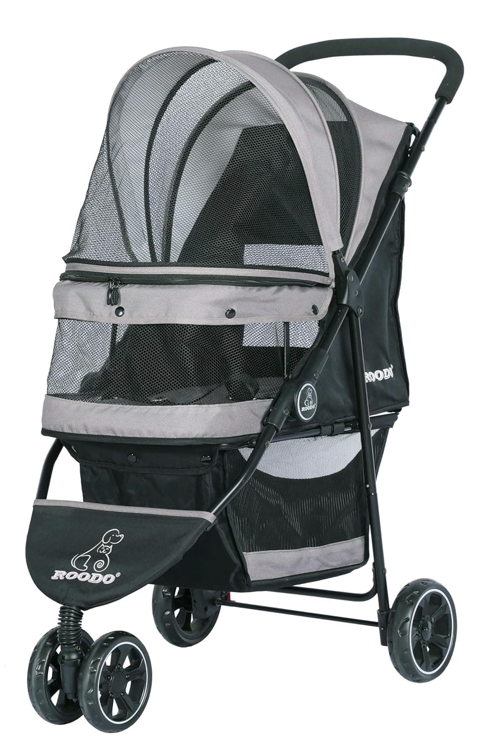 ROODO Escort 3 Wheel Pet Strollers Small Medium Dogs Cat Kitty Cup Holder Lightweight Travel System Foldable Jogger Buggy（Grey）