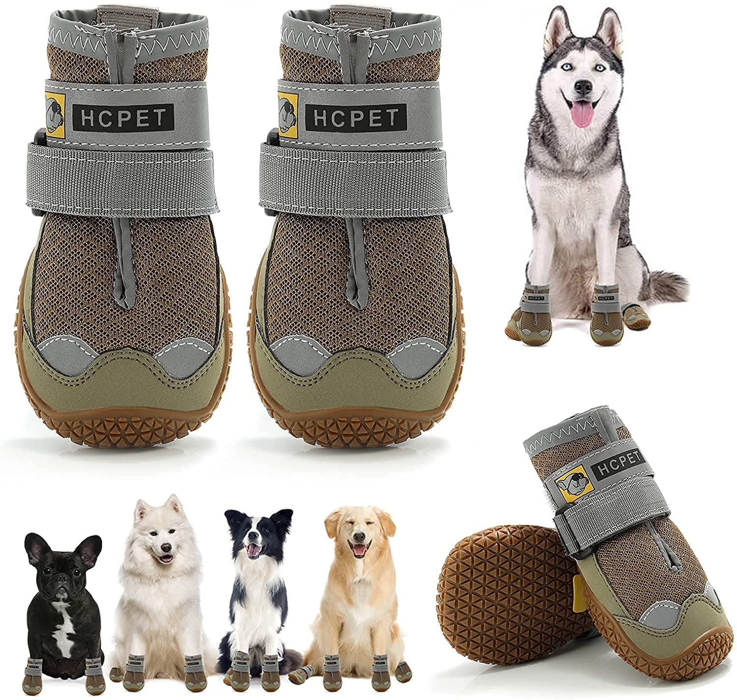 PETANGEL HCpet Dustproof Dog Boots for Hardwood Floor | Breathable Shoes | Booties With Reflective Anti-Slip Sole | Outdoor Paw Protectors With Rubber Soles for Hiking and Running (Size: 8)